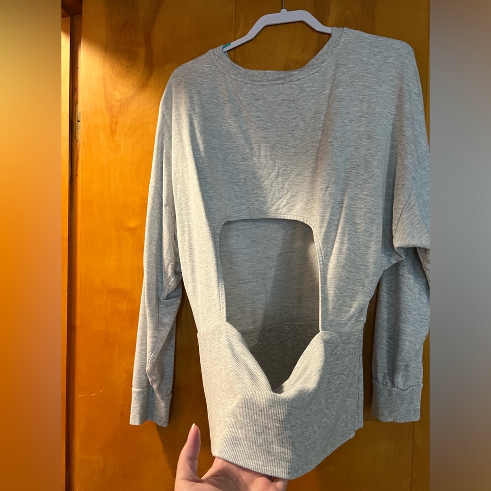 Grey Express Sweatshirt With Open Back Design - image 3
